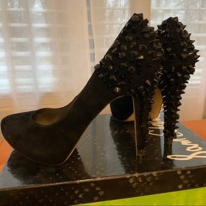 Sam Edelman black heels w/ rhinestones & spikes